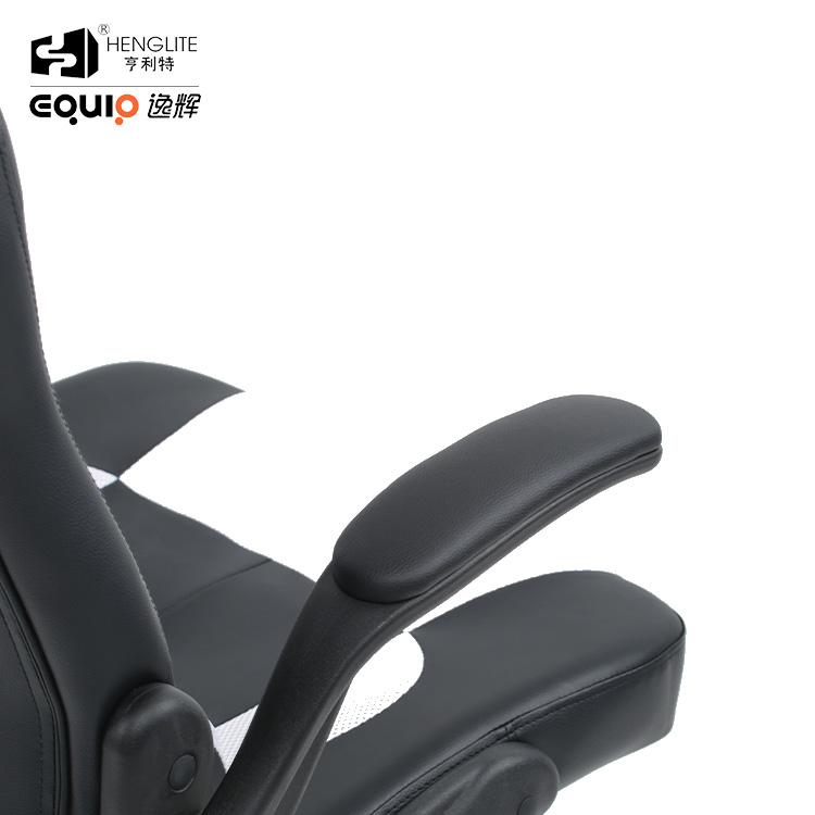 White Black EQ5016 PU Leather Gaming Chair With Headrest