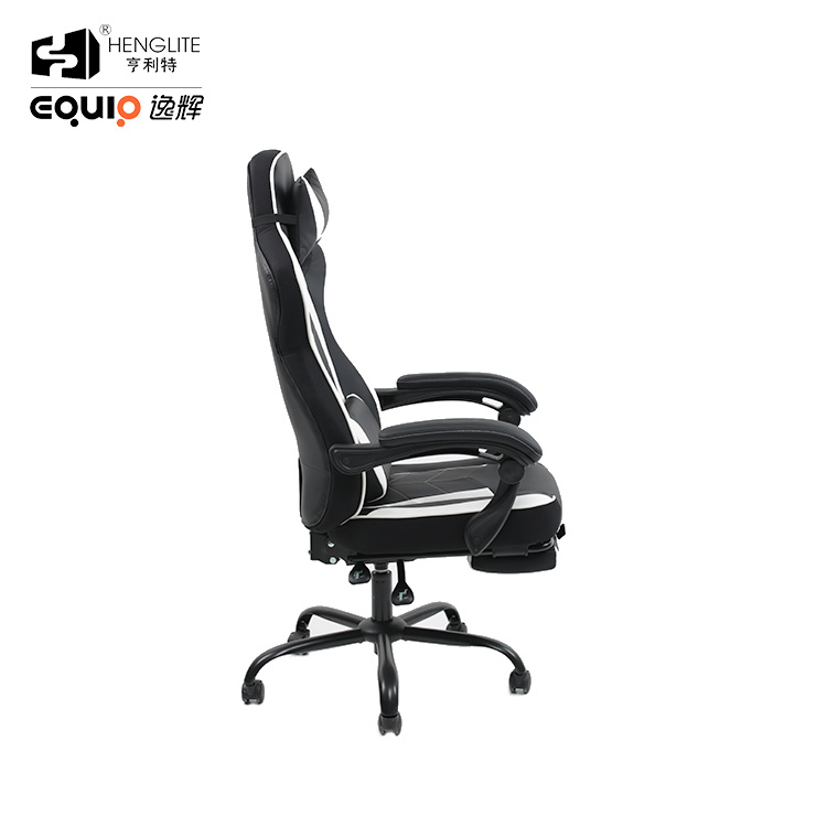 White Black EQ5061 High Back Racing Gaming Chair With Footrest