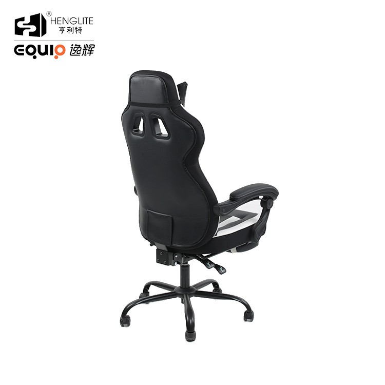 White Black EQ5061 High Back Racing Gaming Chair With Footrest