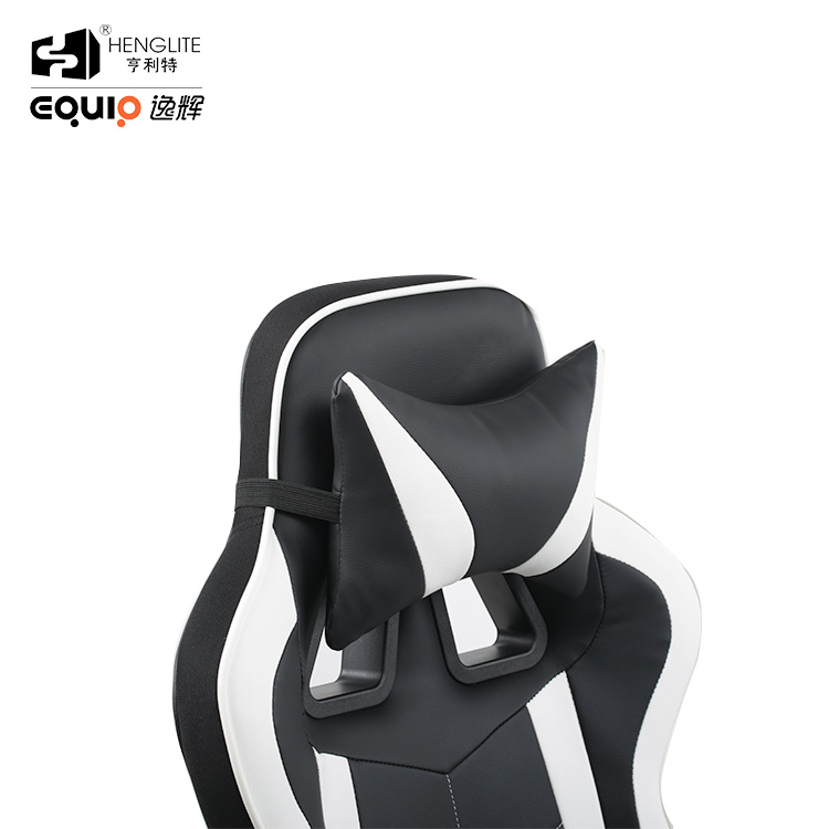 White Black EQ5061 High Back Racing Gaming Chair With Footrest