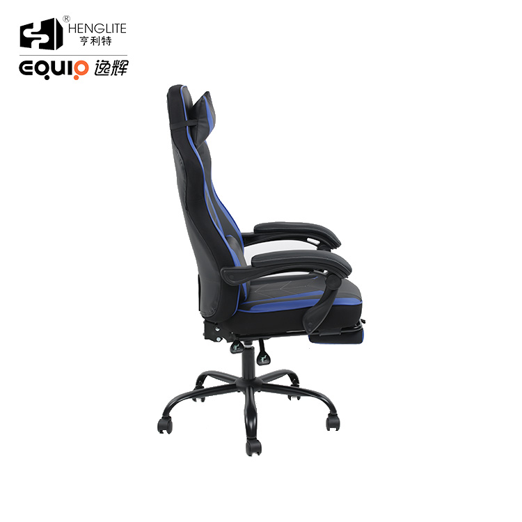 Blue Black EQ5061 High Back Racing Gaming Chair With Footrest