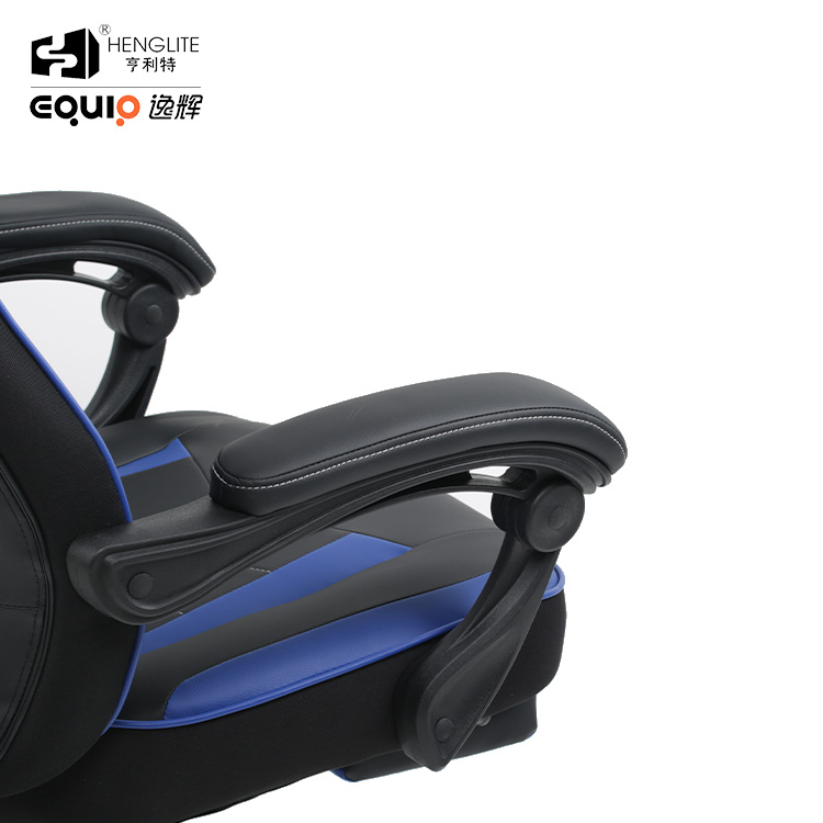 Blue Black EQ5061 High Back Racing Gaming Chair With Footrest