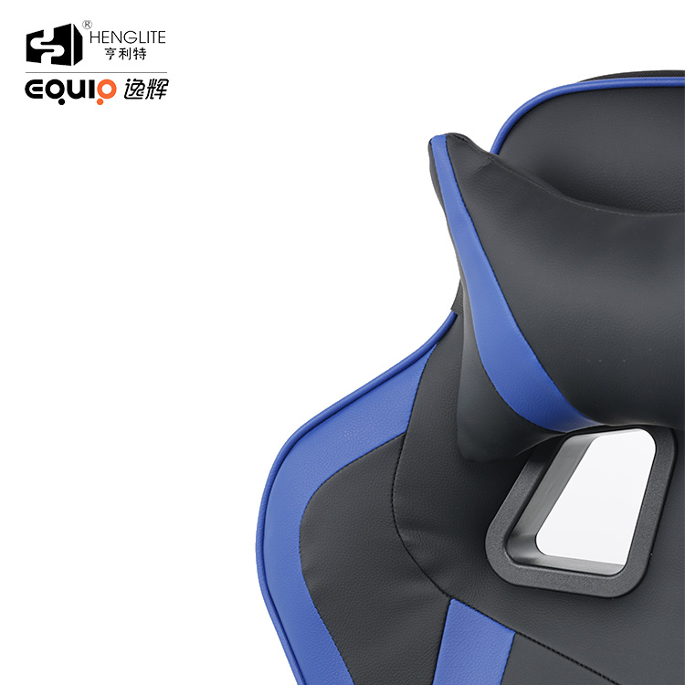 Blue Black EQ5061 High Back Racing Gaming Chair With Footrest