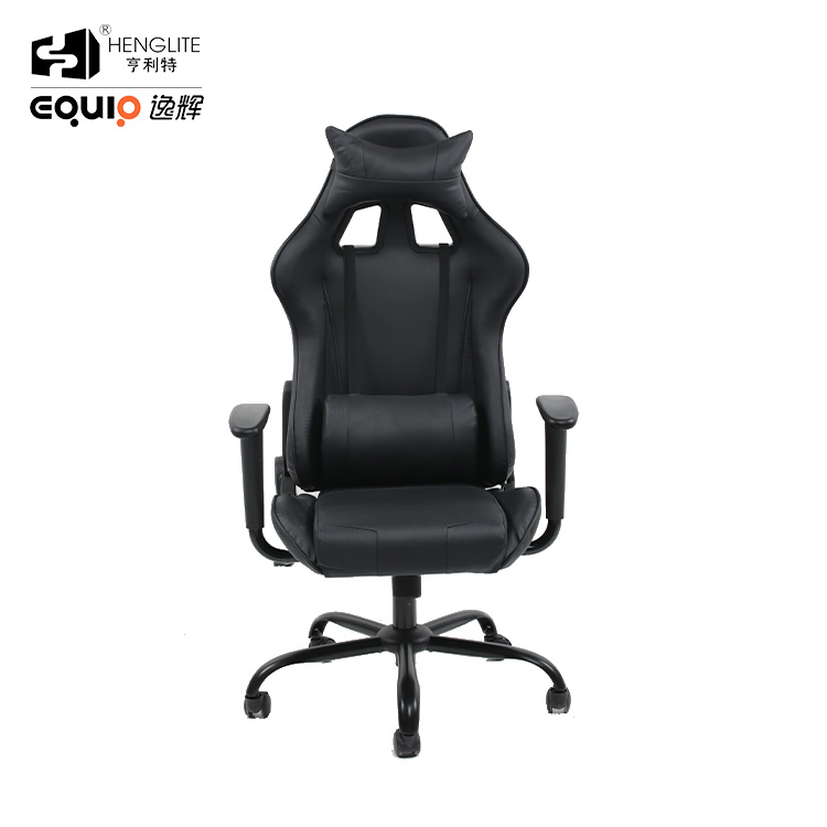 Black EQ7002 Headrest Lumbar Support Soft Sebound Gaming Chair