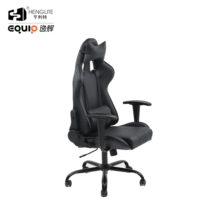 Black EQ7002 Headrest Lumbar Support Soft Sebound Gaming Chair