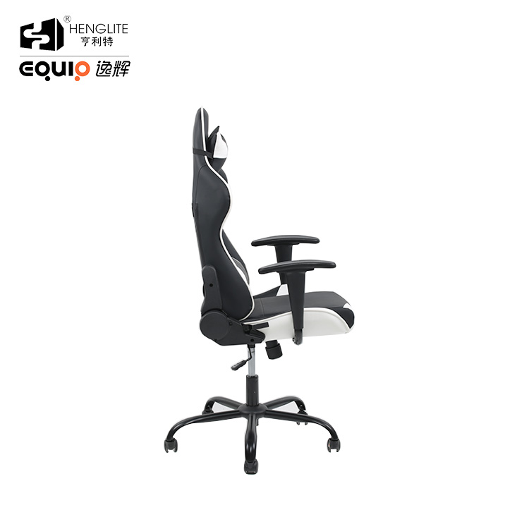 White Black EQ7002 Headrest Lumbar Support Soft Sebound Gaming Chair