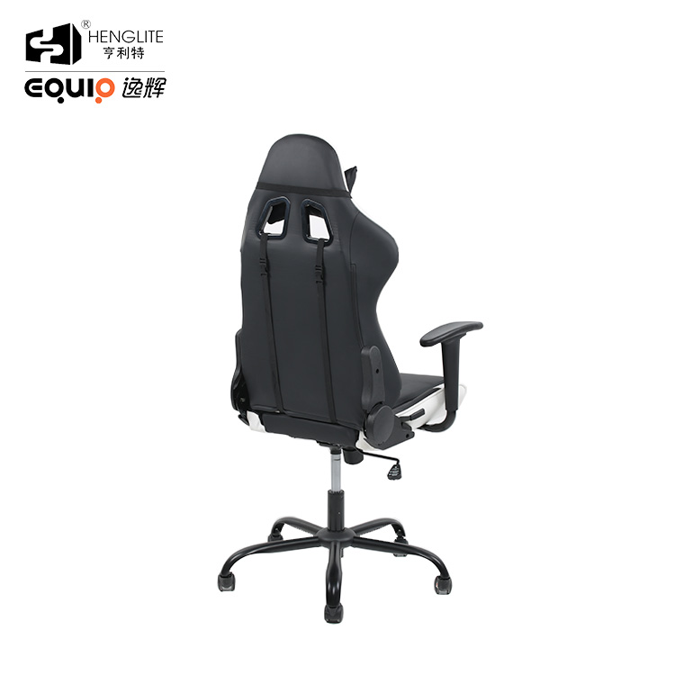 White Black EQ7002 Headrest Lumbar Support Soft Sebound Gaming Chair