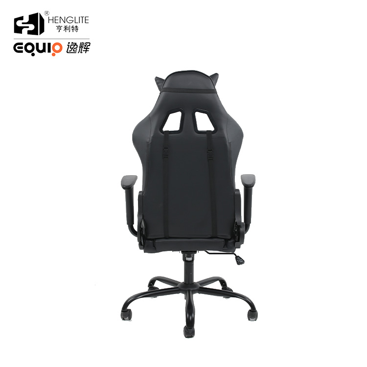 Black EQ7002 Headrest Lumbar Support Soft Sebound Gaming Chair