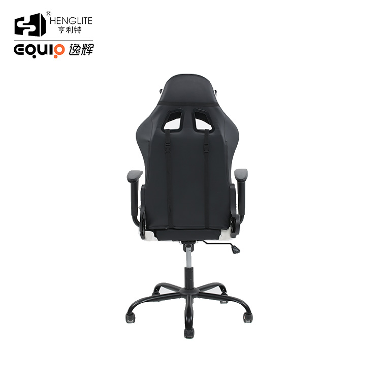 White Black EQ7002 Headrest Lumbar Support Soft Sebound Gaming Chair