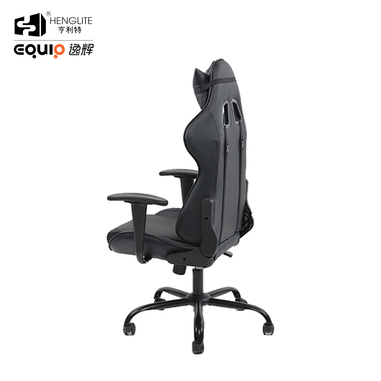 Black EQ7002 Headrest Lumbar Support Soft Sebound Gaming Chair