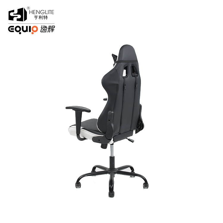 White Black EQ7002 Headrest Lumbar Support Soft Sebound Gaming Chair