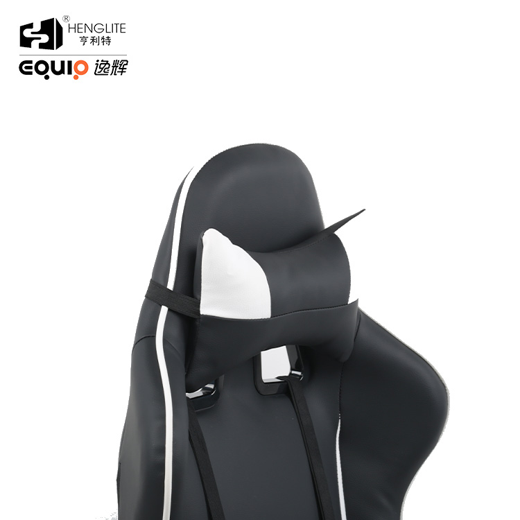 White Black EQ7002 Headrest Lumbar Support Soft Sebound Gaming Chair