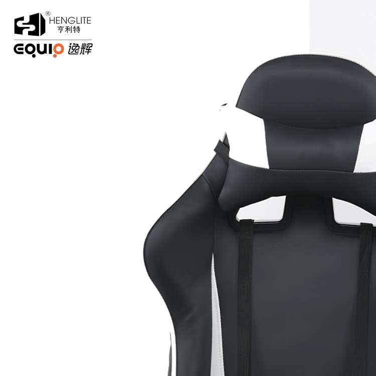 White Black EQ7002 Headrest Lumbar Support Soft Sebound Gaming Chair