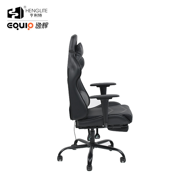 Black EQ7003 Massage Gaming Chair With Footrest