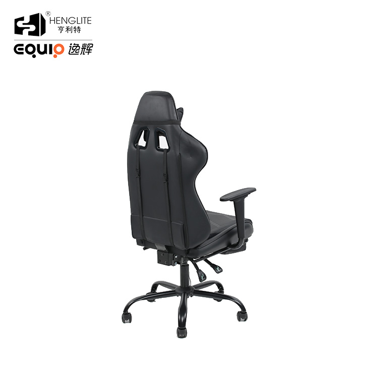 Black EQ7003 Massage Gaming Chair With Footrest