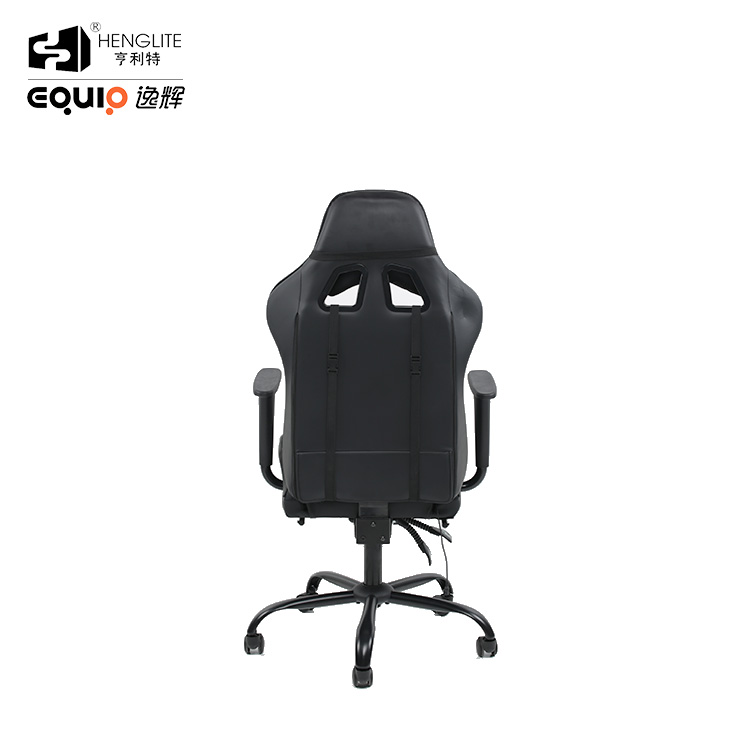 Black EQ7003 Massage Gaming Chair With Footrest