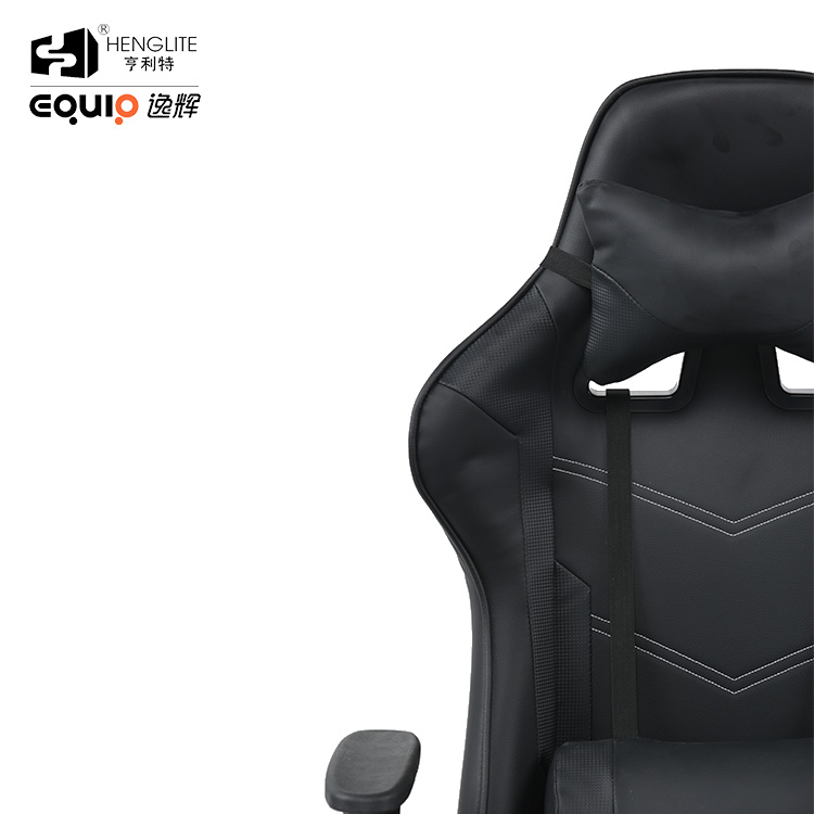 Black EQ7003 Massage Gaming Chair With Footrest