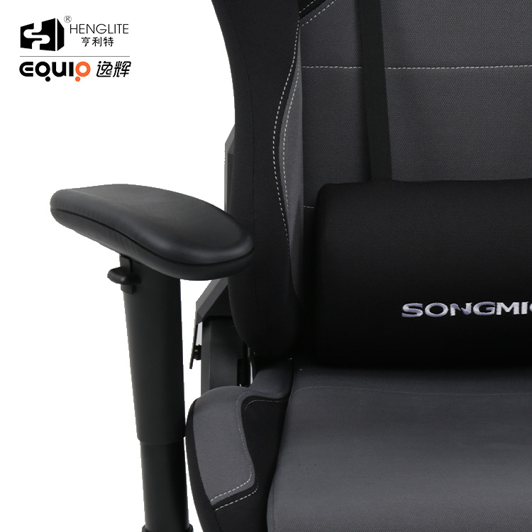 Black EQ7021 Soft Material PU Surface Racing Gaming Chair