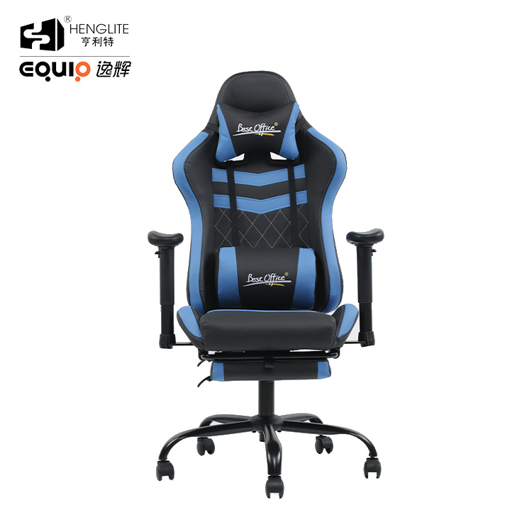 Blue Black EQ7062 Gaming Chair With Footrest