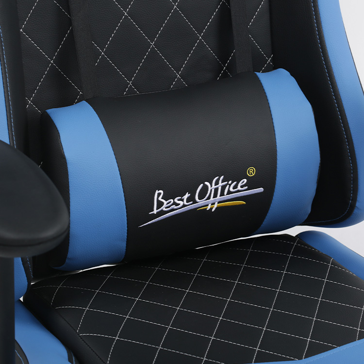 Blue Black EQ7062 Gaming Chair With Footrest