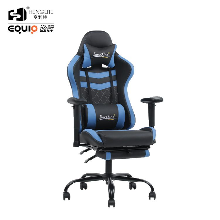 Blue Black EQ7062 Gaming Chair With Footrest