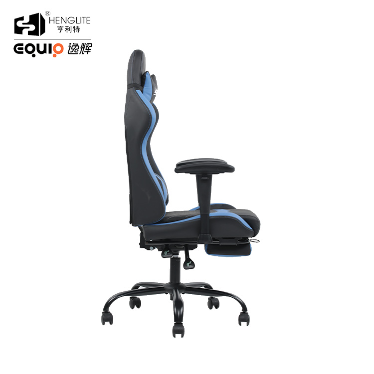 Blue Black EQ7062 Gaming Chair With Footrest