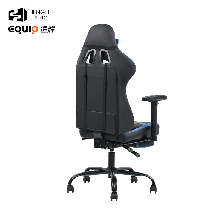 Blue Black EQ7062 Gaming Chair With Footrest