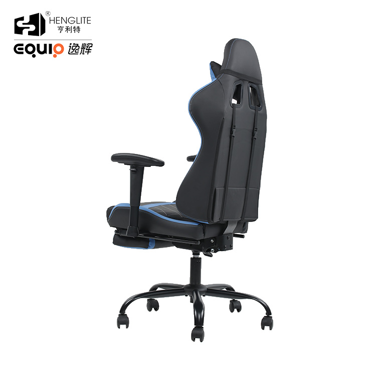 Blue Black EQ7062 Gaming Chair With Footrest