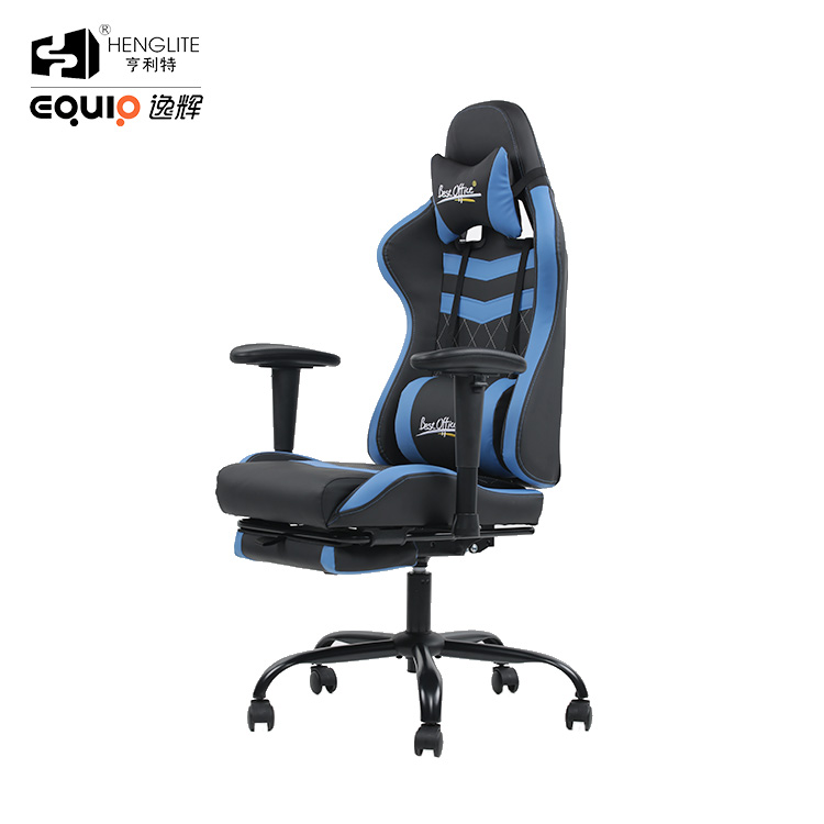 Blue Black EQ7062 Gaming Chair With Footrest