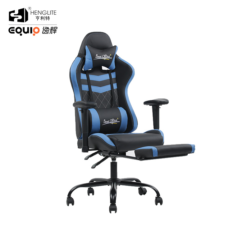 Blue Black EQ7062 Gaming Chair With Footrest