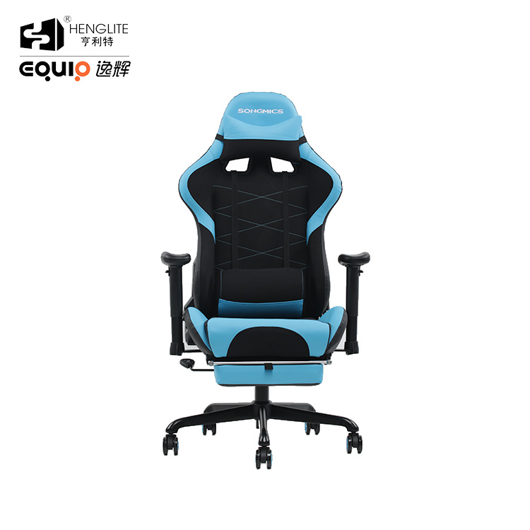 Blue EQ7080 2D Armrest Gaming Chair With Footrest 