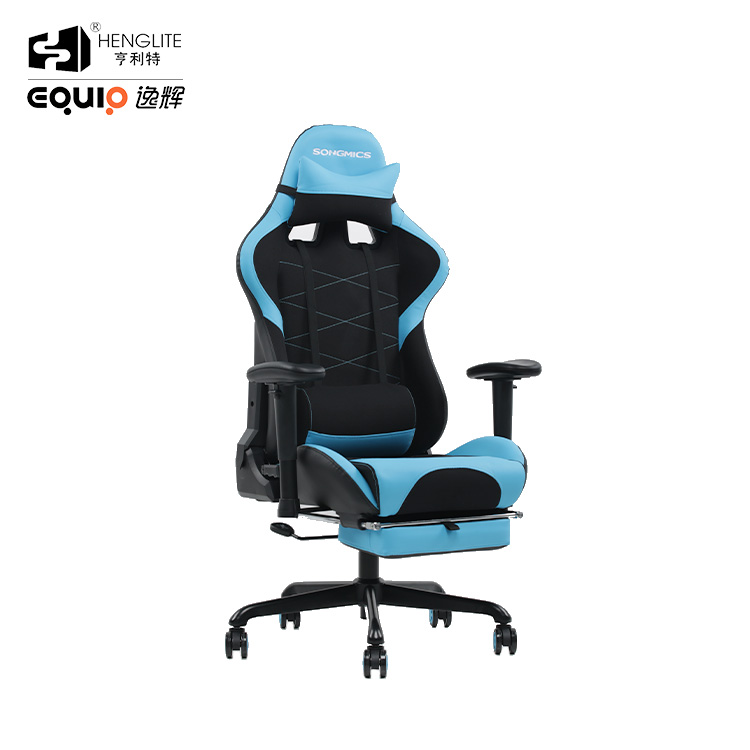 Blue EQ7080 2D Armrest Gaming Chair With Footrest 