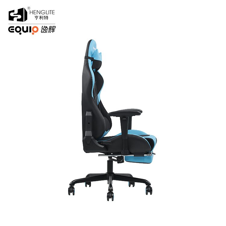 Blue EQ7080 2D Armrest Gaming Chair With Footrest 