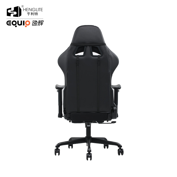 Black EQ7080 2D Armrest Gaming Chair With Footrest 