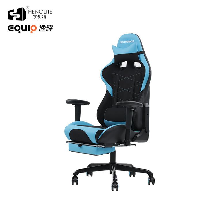 Blue EQ7080 2D Armrest Gaming Chair With Footrest 