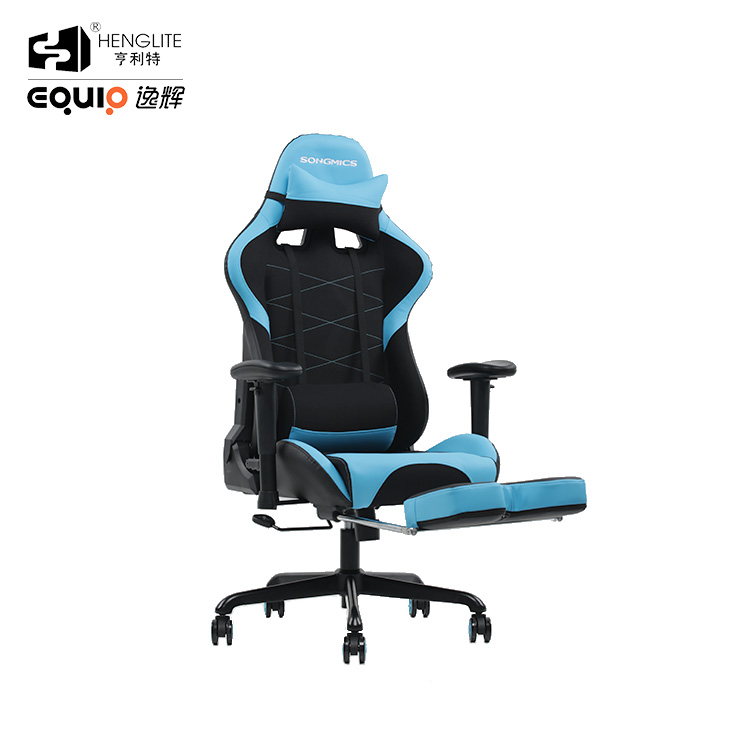 Blue EQ7080 2D Armrest Gaming Chair With Footrest 