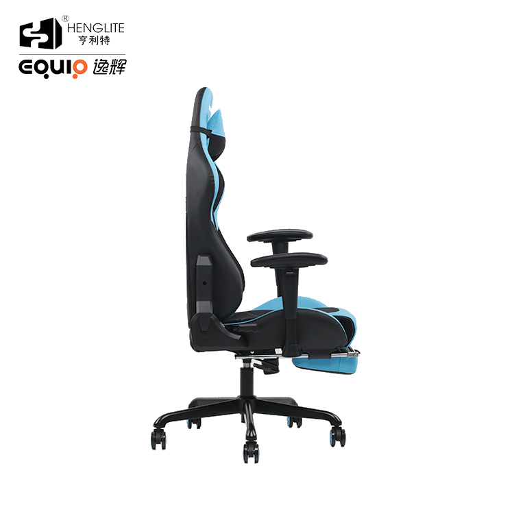 Blue EQ7080 2D Armrest Gaming Chair With Footrest 