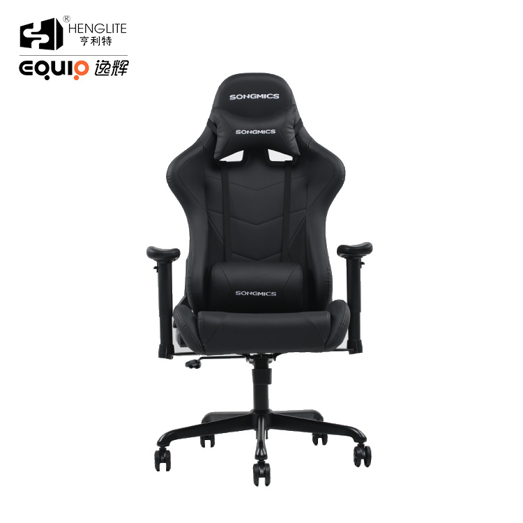 Black EQ7081 Racing Gaming Chair With Footrest