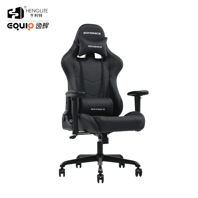 Black EQ7081 Racing Gaming Chair With Footrest