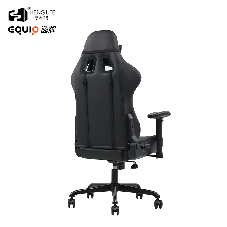 Black EQ7081 Racing Gaming Chair With Footrest