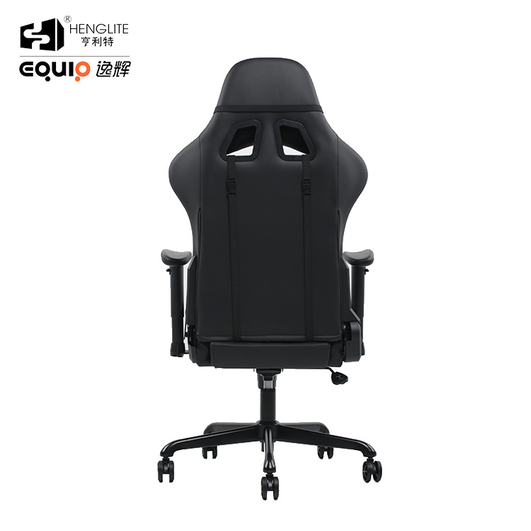 Black EQ7081 Racing Gaming Chair With Footrest