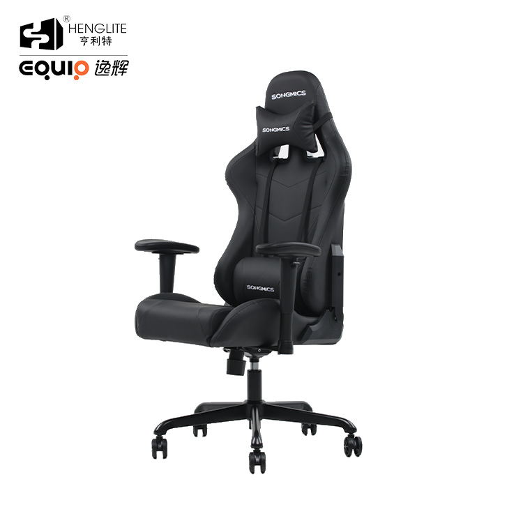 Black EQ7081 Racing Gaming Chair With Footrest