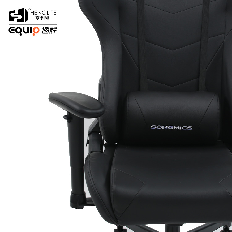 Black EQ7081 Racing Gaming Chair With Footrest