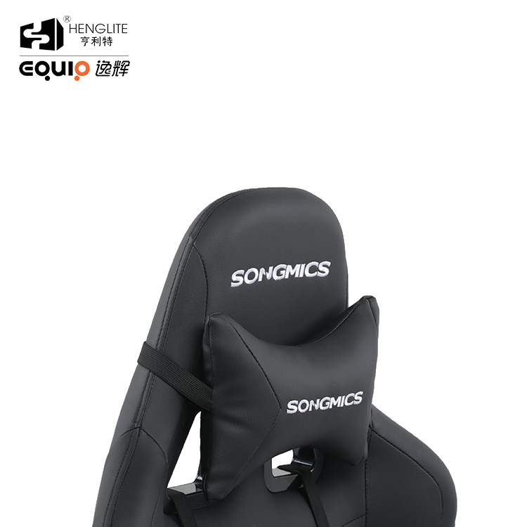 Black EQ7081 Racing Gaming Chair With Footrest