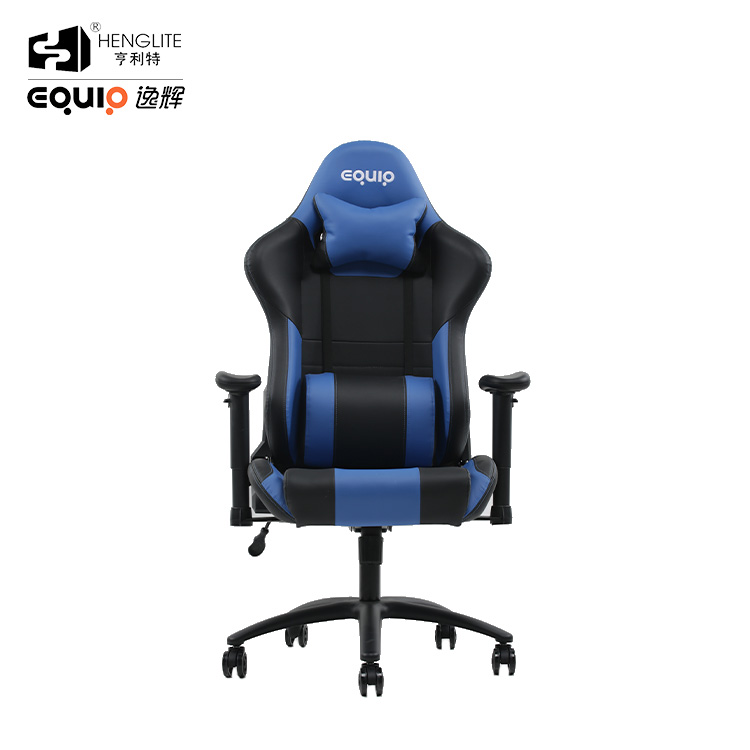 Blue Black EQ7086 PU Wheels Gaming Chair