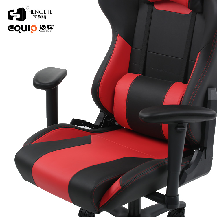 Red Black EQ7086 PU Wheels Gaming Chair