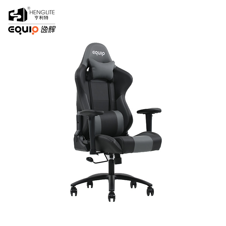 Gray Black EQ7086 PU Wheels Gaming Chair