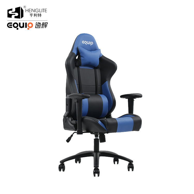 Blue Black EQ7086 PU Wheels Gaming Chair