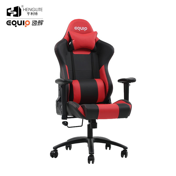 Red Black EQ7086 PU Wheels Gaming Chair