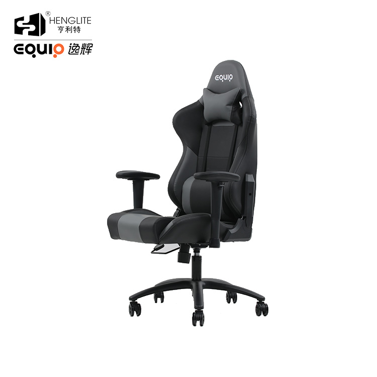 Gray Black EQ7086 PU Wheels Gaming Chair